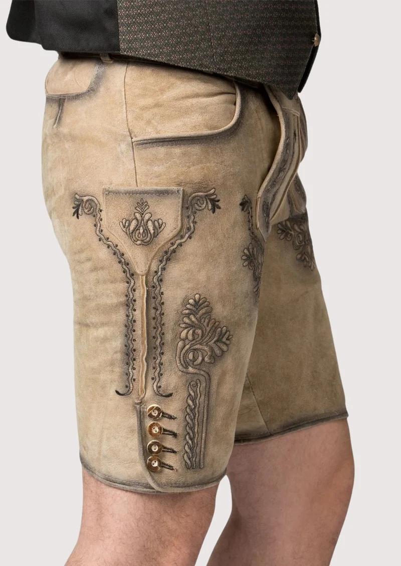 Mens Sandstone Bavarian Lederhosen