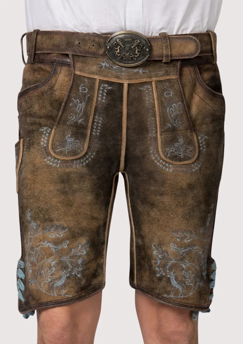 Mens Rustic Blue Stitch Lederhosen