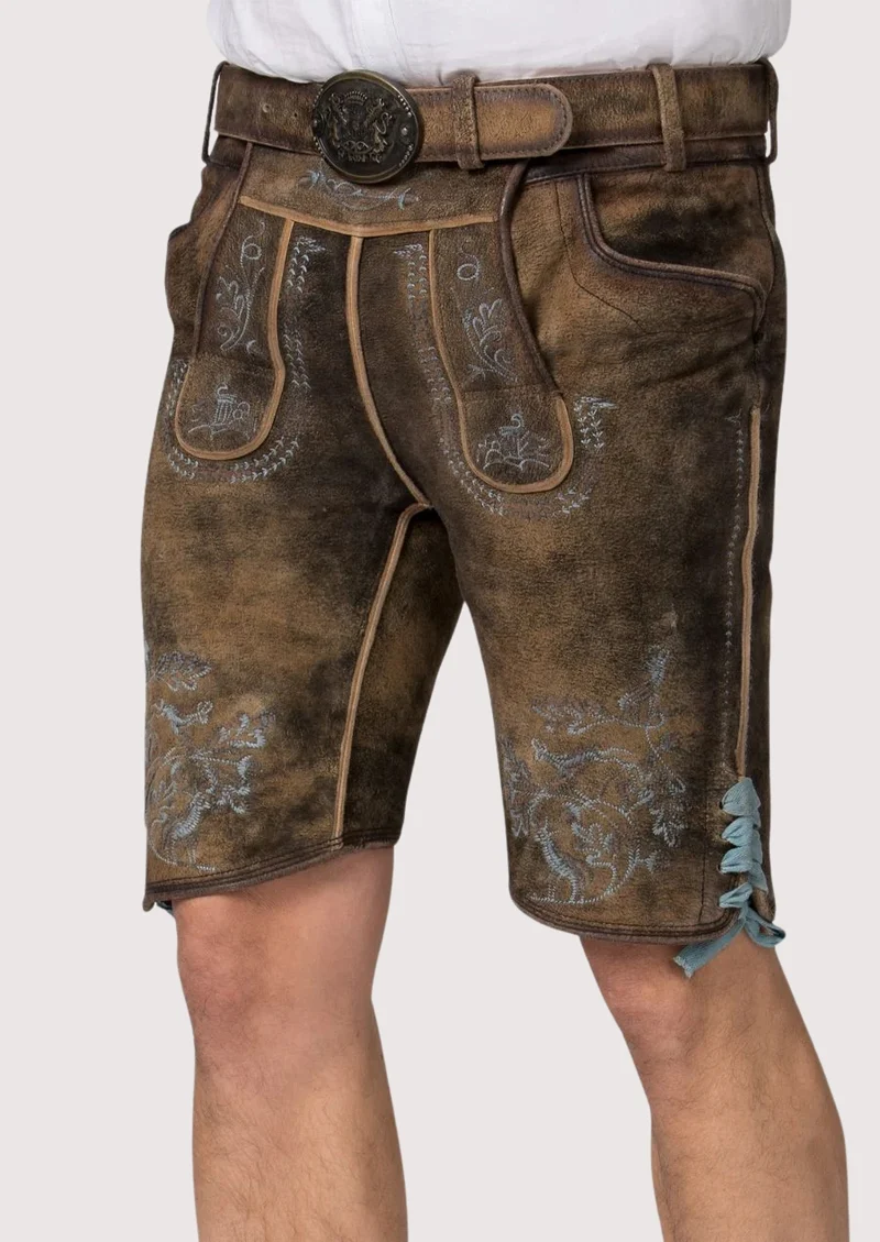 Mens Rustic Blue Stitch Lederhosen