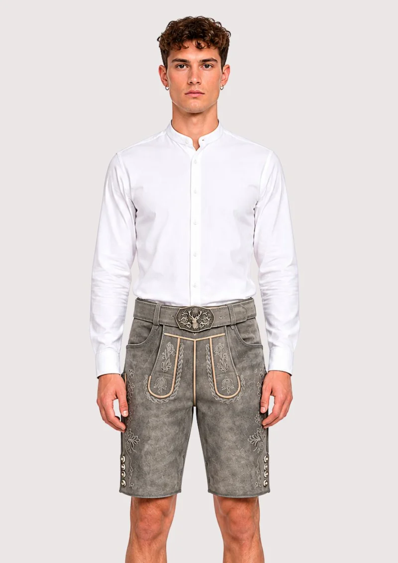 Men’s Grey Leather Lederhosen