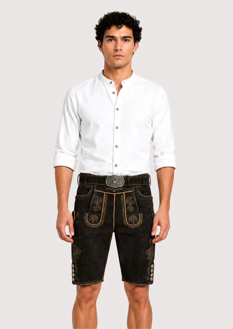 Mens Deep Brown Classic Lederhosen