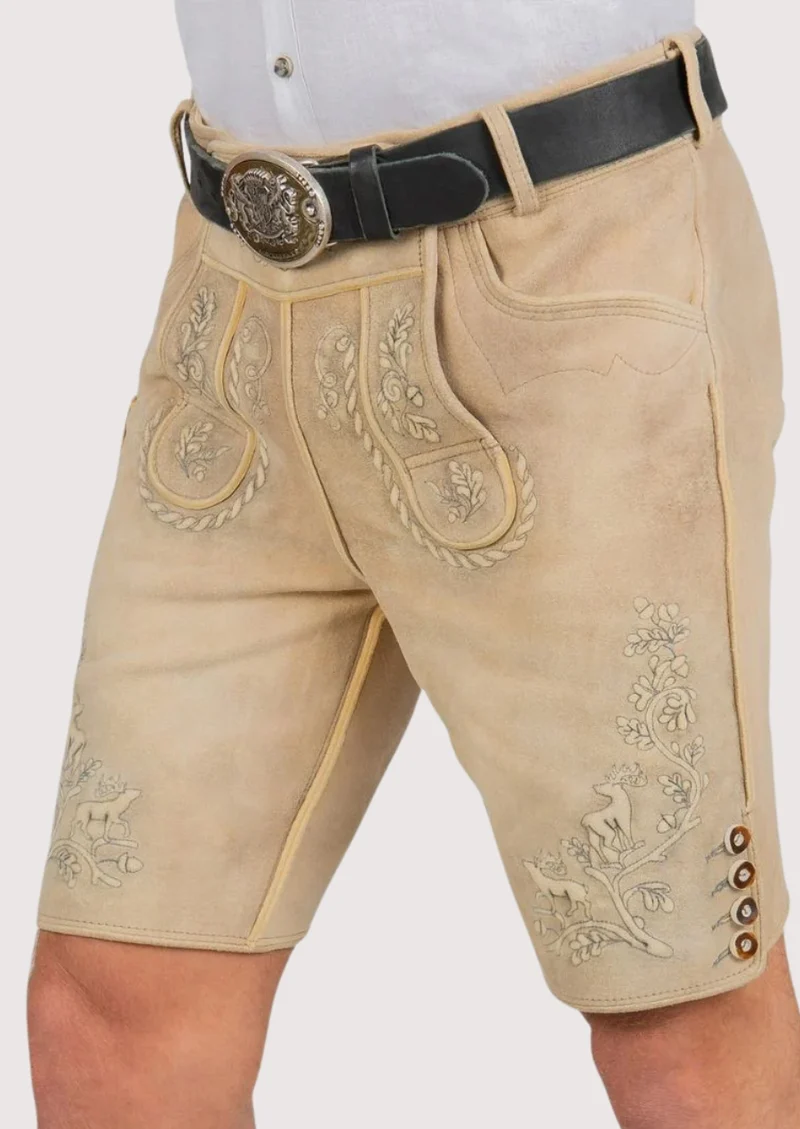 Men’s Cream Suede Lederhosen Shorts
