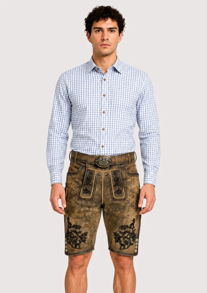 Mens Hunter Crest Alpine Lederhosen