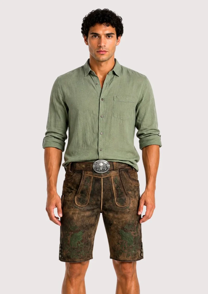 Mens Deep Brown Alpine Lederhosen