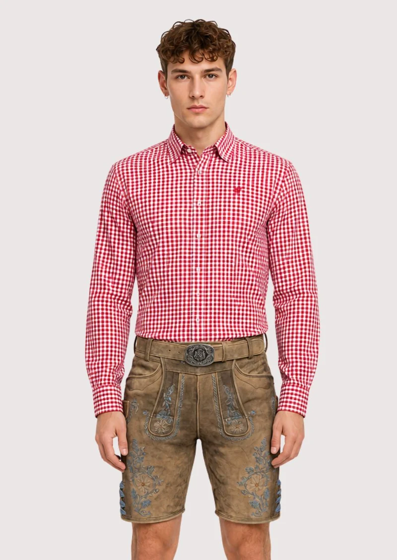 Men’s Tan Embroidered Lederhosen
