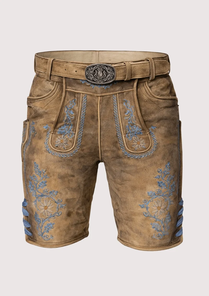 Men’s Tan Embroidered Lederhosen