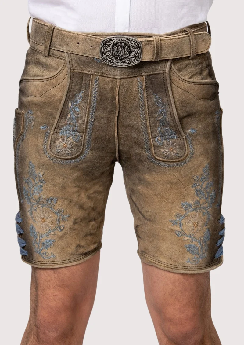 Men’s Tan Embroidered Lederhosen