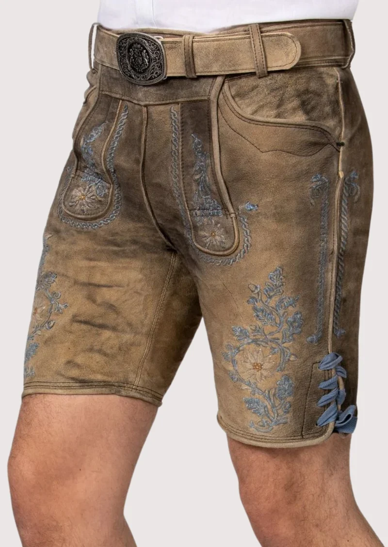 Men’s Tan Embroidered Lederhosen