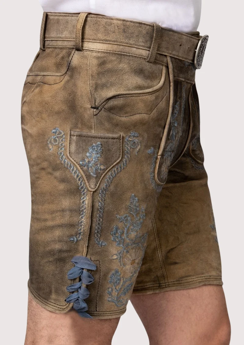Men’s Tan Embroidered Lederhosen