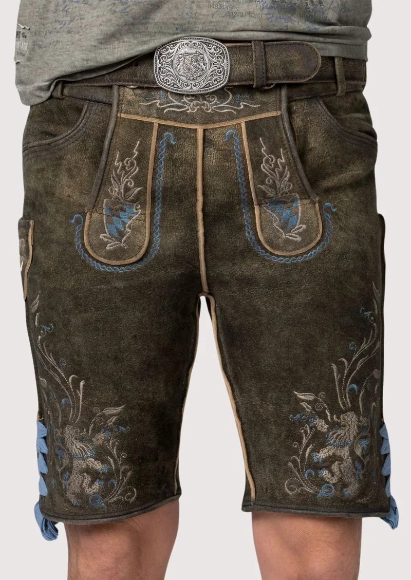 Mens Forest Blue Emblem Lederhosen