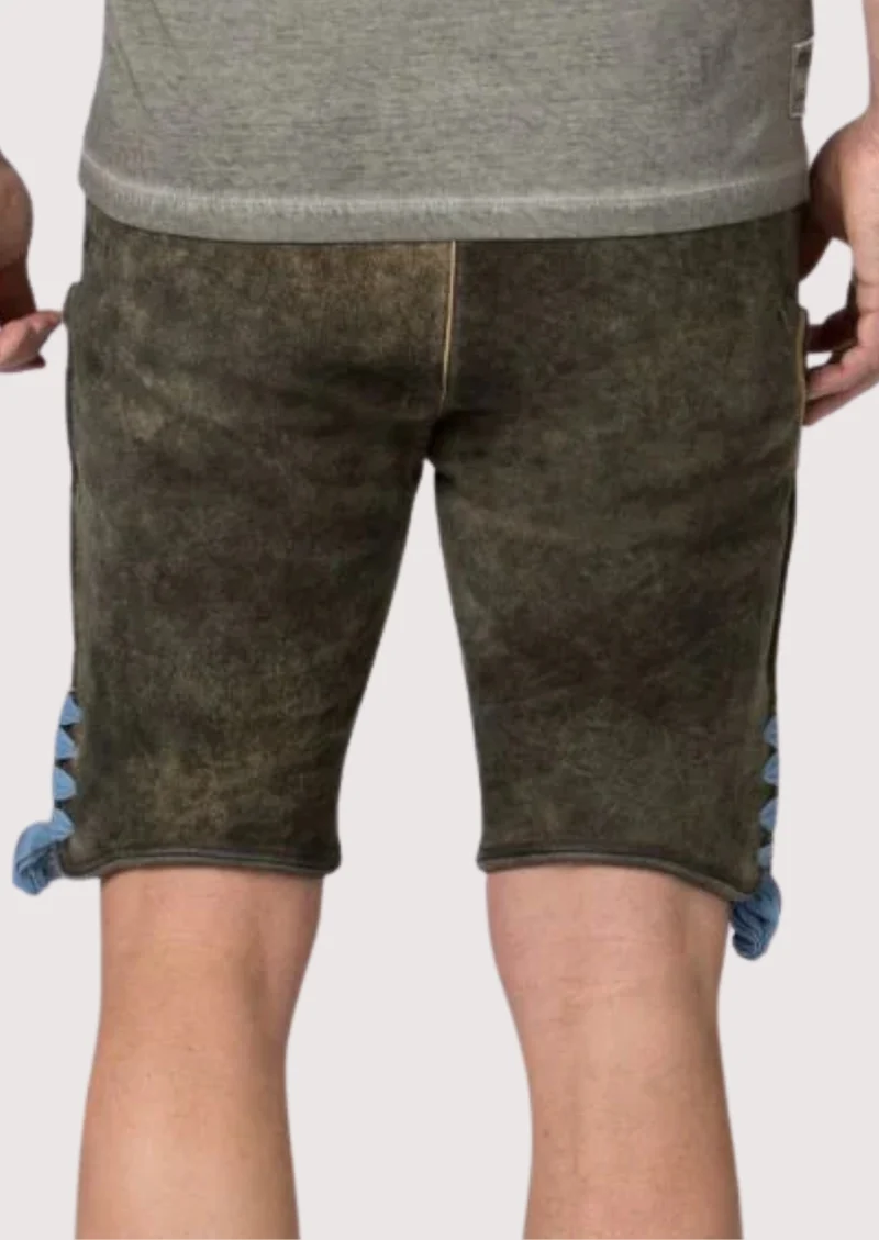 Mens Forest Blue Emblem Lederhosen