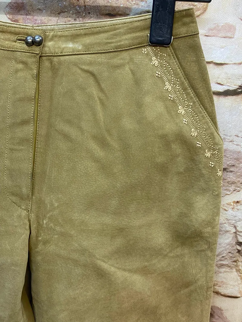 MEICO Damen Lederhose Gr. 38 – helle lange Trachtenlederhose aus 100% Leder