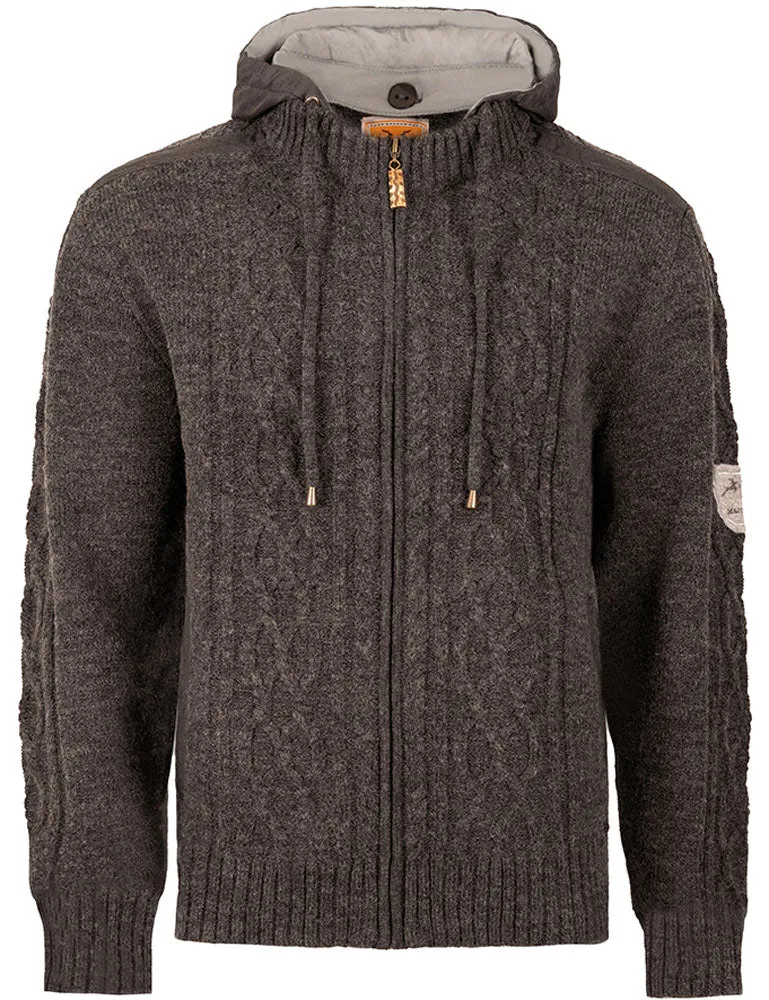 MADDOX Herren Trachten Strickjacke "Waidsee" mit Kapuze | Anthrazit
