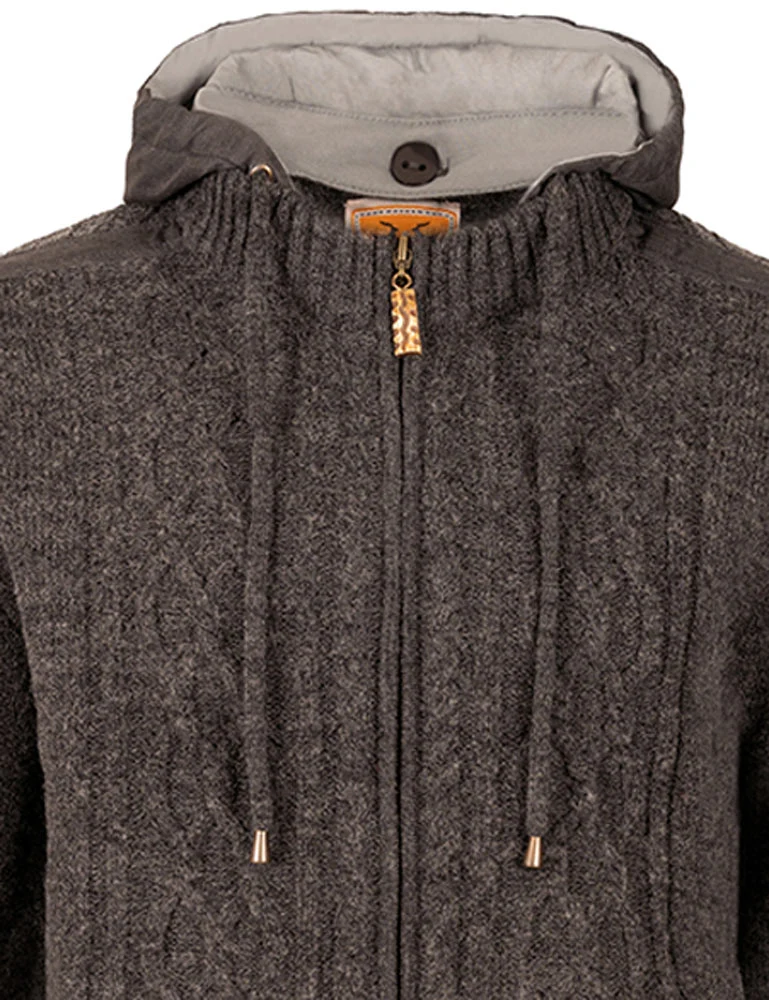 MADDOX Herren Trachten Strickjacke "Waidsee" mit Kapuze | Anthrazit