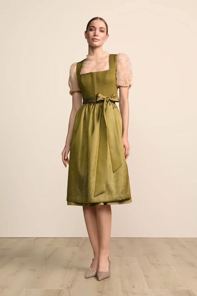 Krüger Medea Long Dirndl, Olive — 70cm 2pc Set