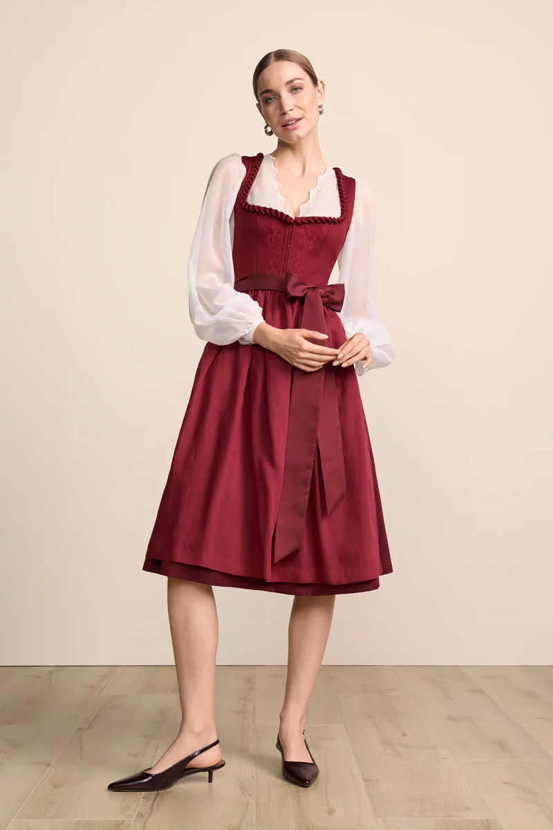 Krüger Gaetana Long Dirndl, Red — 70cm 2pc Set