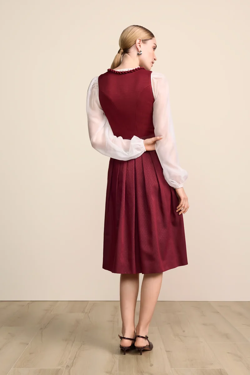 Krüger Gaetana Long Dirndl, Red — 70cm 2pc Set