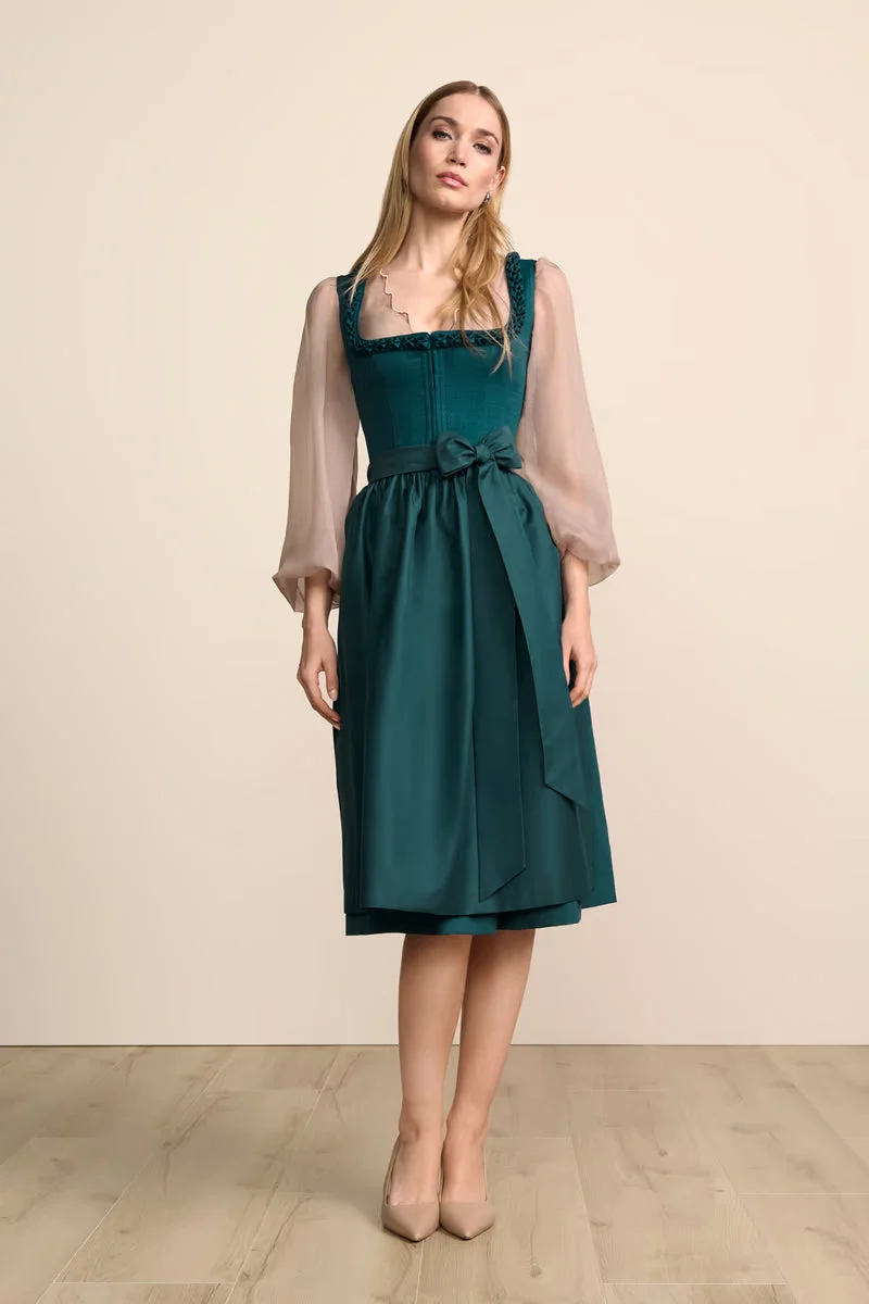 Krüger Elvina Long Dirndl, Turquoise — 70cm 2pc Set