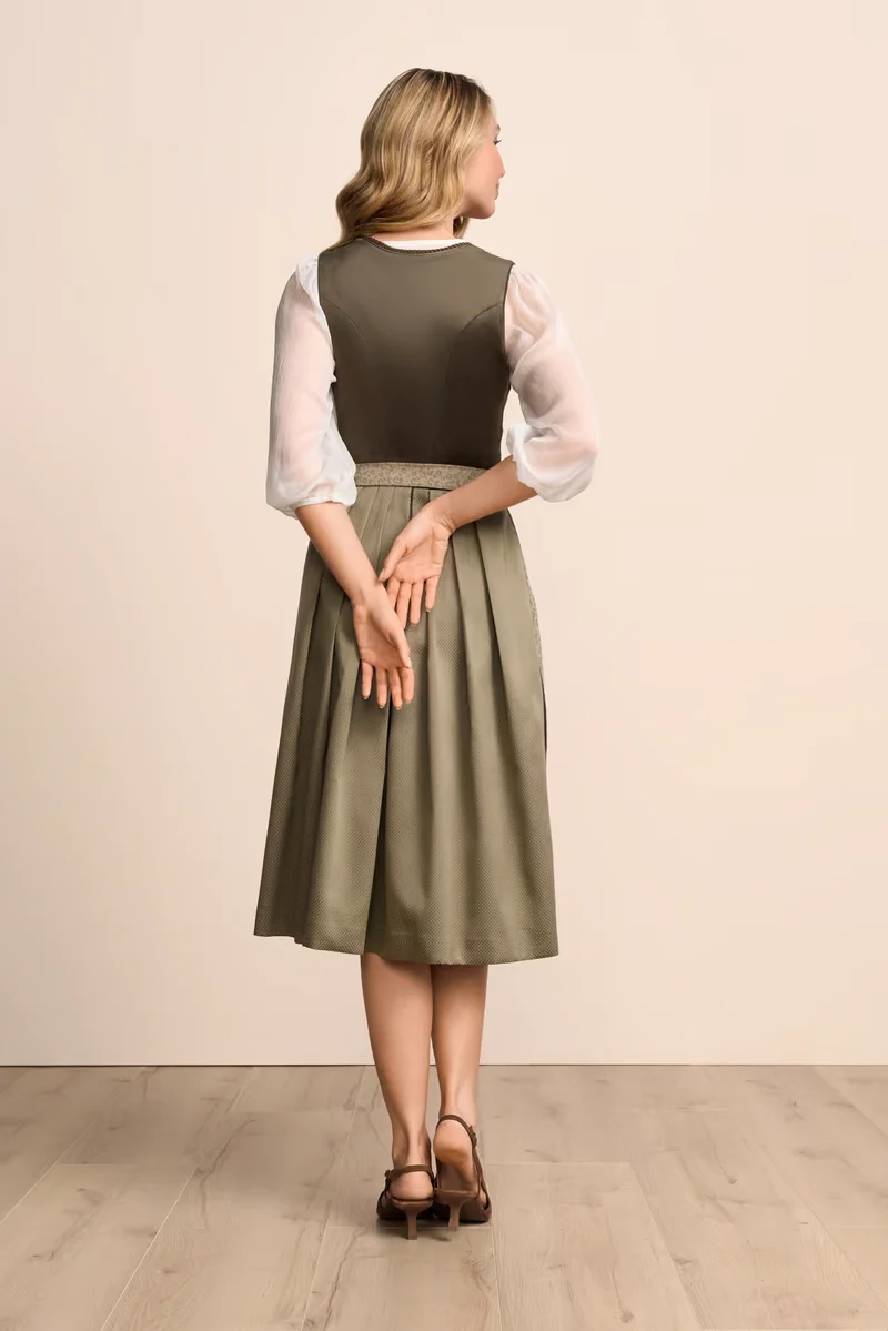 Krüger Lindsay Long Dirndl, Olive — 70cm 2pc Set