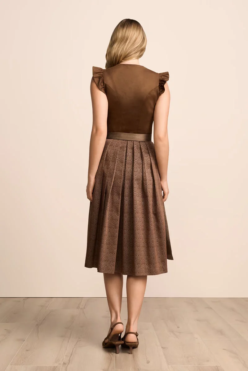 Krüger Carlacia Long Dirndl, Brown — 70cm 2pc Set