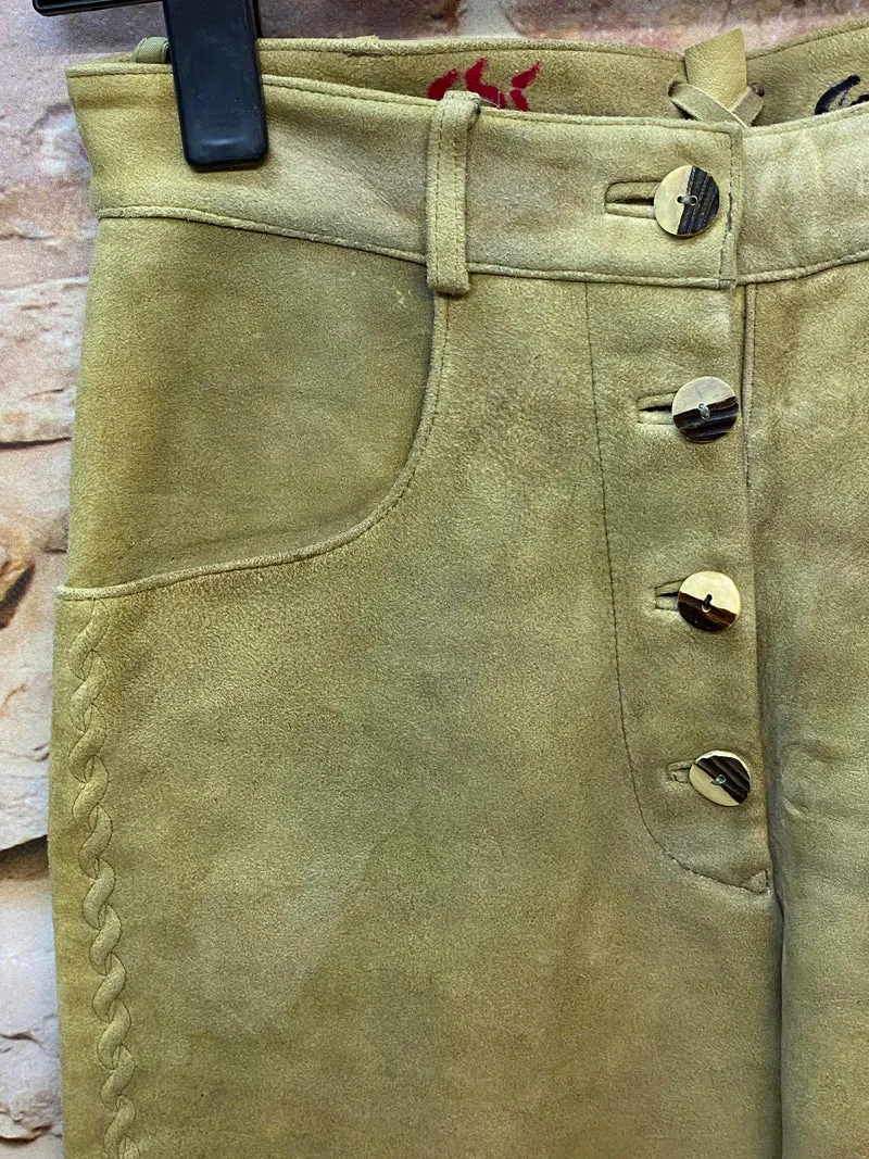 Damen Lederhose Gr. 40 – lange helle Trachtenlederhose aus 100% Leder
