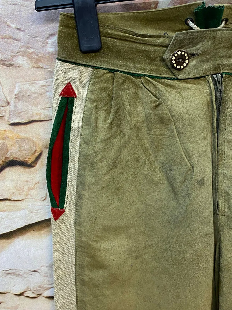 Lange Lederhose Damen Gr. 38 – olivgrüne Trachtenlederhose aus Echtleder