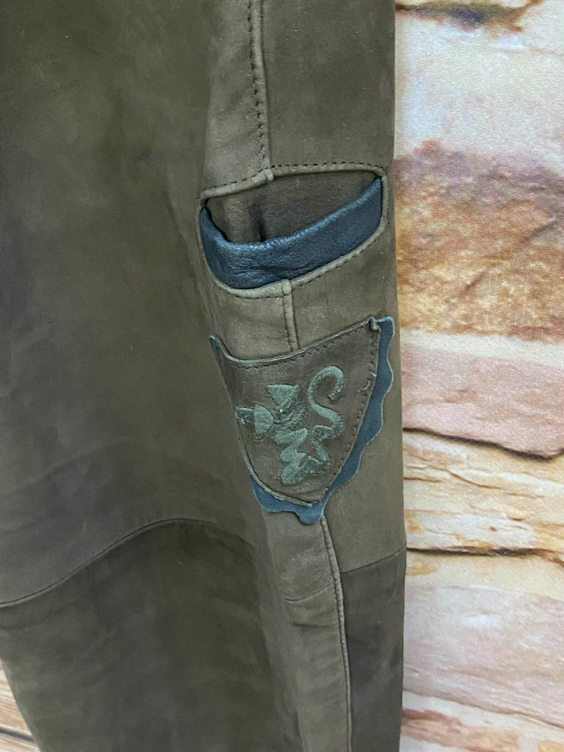 Lange Lederhose Damen Gr. 46 – grüne Canda Lederhose aus Echtleder
