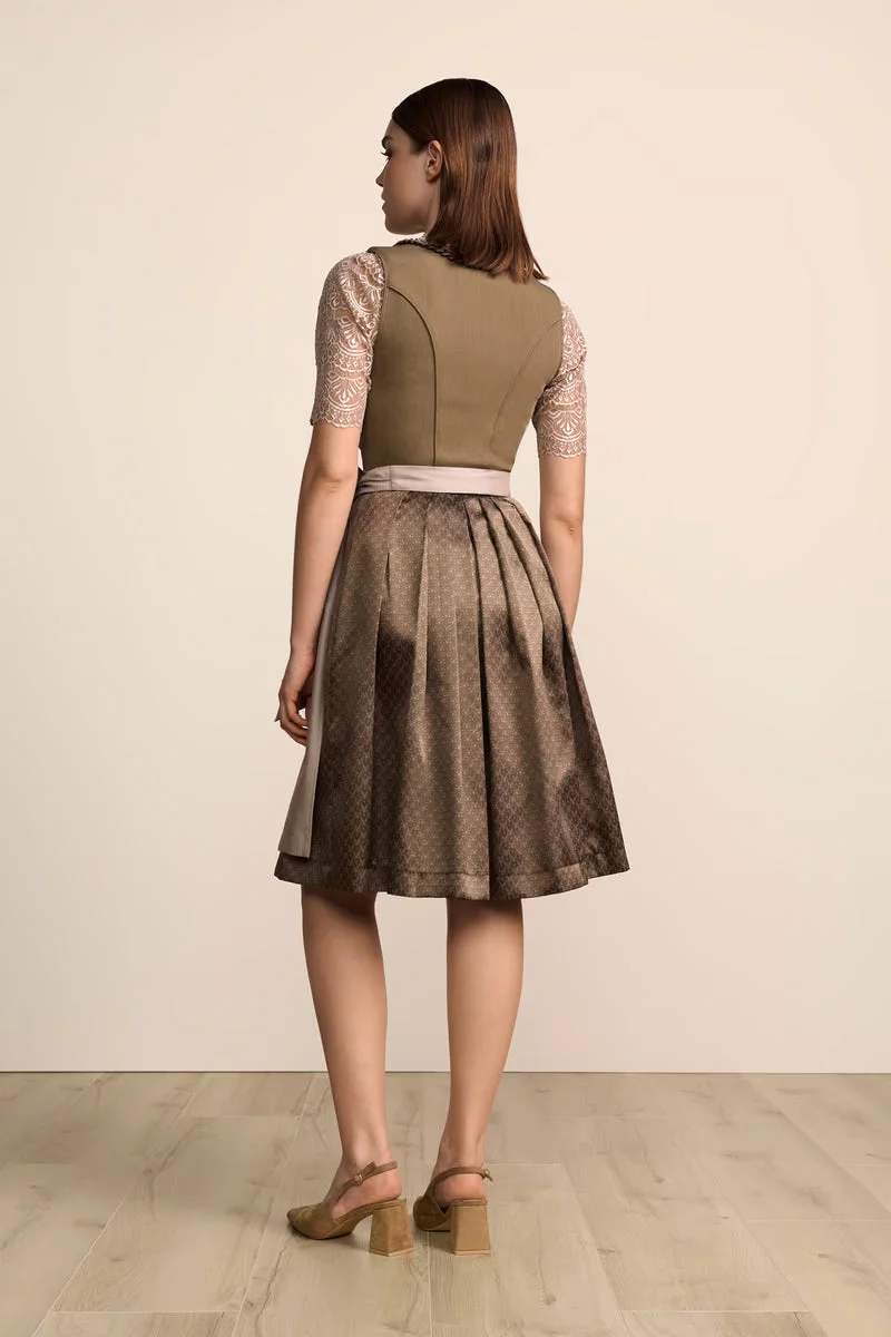 Kruger Elorina Long Dirndl, Brown — 70cm 2pc Set
