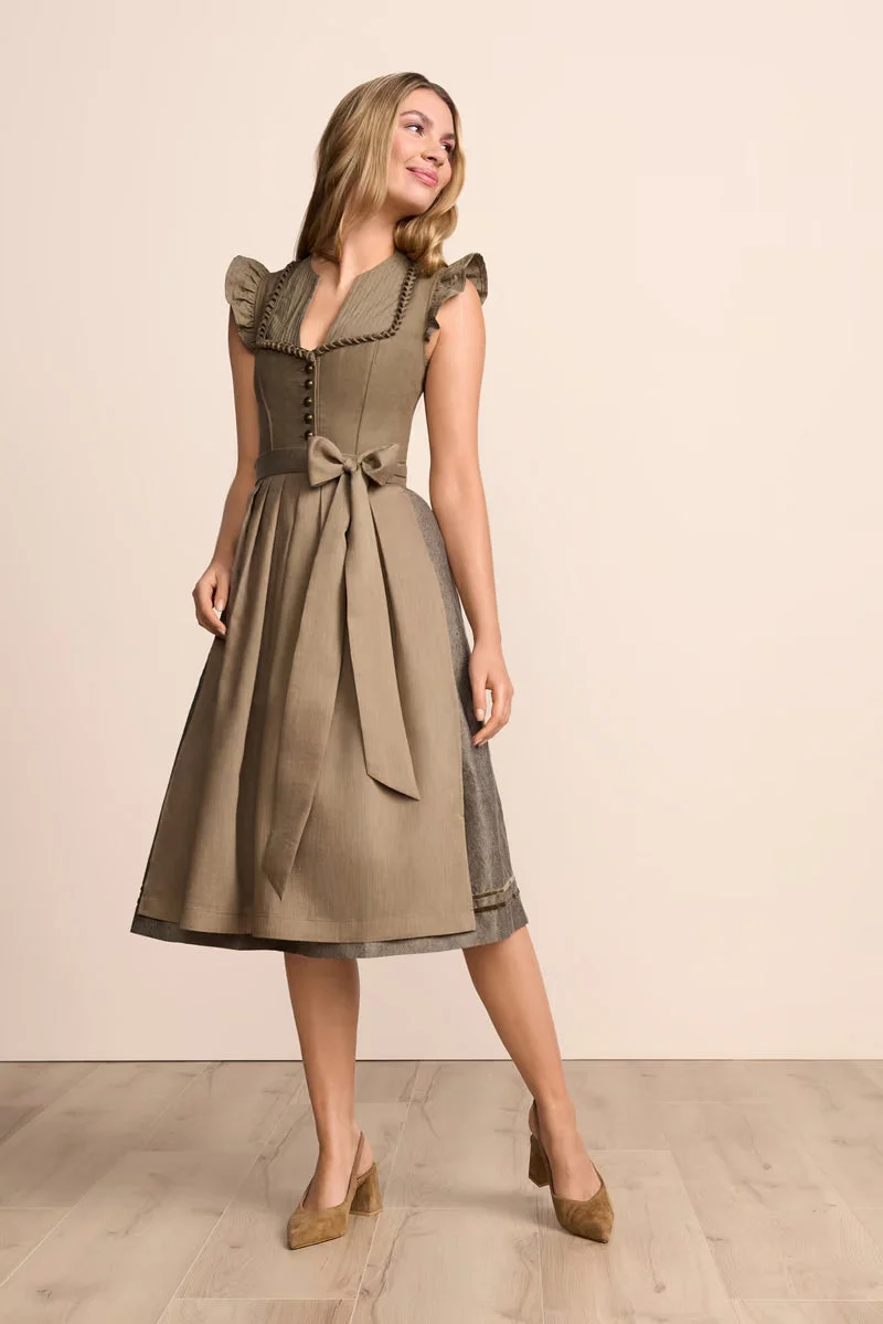 Kruger Adena Long Dirndl, Brown — 70cm 2pc Set