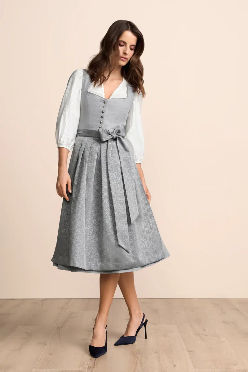 Krüger Sylphira Long Dirndl, Grey — 70cm 2pc Set