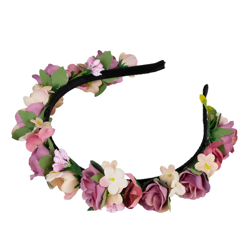 Blumen Haarreif "Sabia" mit Rosen und Blüten | Altrosa Creme