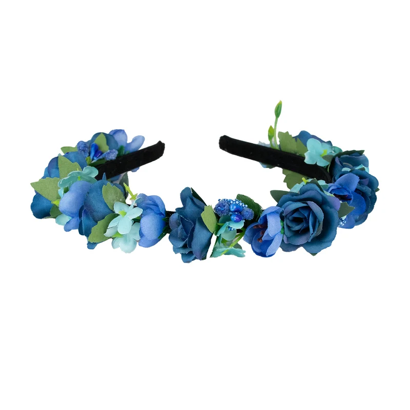 Blumen Haarreif "Sabia" mit Rosen und Blüten | Blau