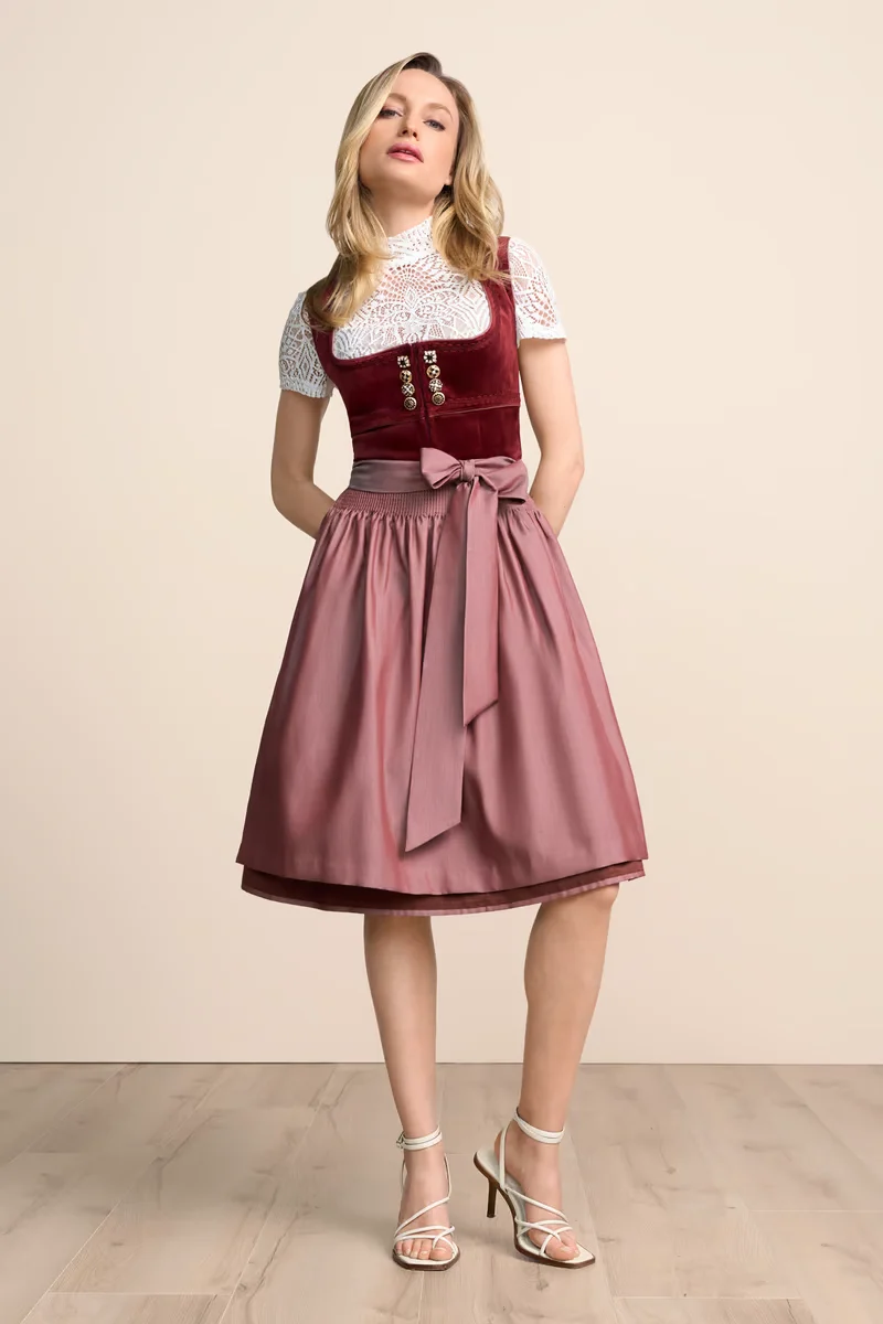 Kruger Midi Dirndl 2pcs. 60cm "Milda" red