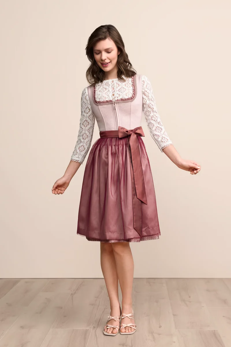 Kruger Midi Dirndl 2pcs. 60cm "Clarice" red (46)