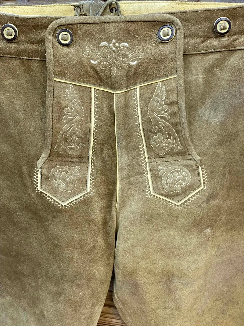 Kurze Trachtenlederhose Herren Gr. 60 – braune Kaisers Trachten Lederhose aus Echtleder