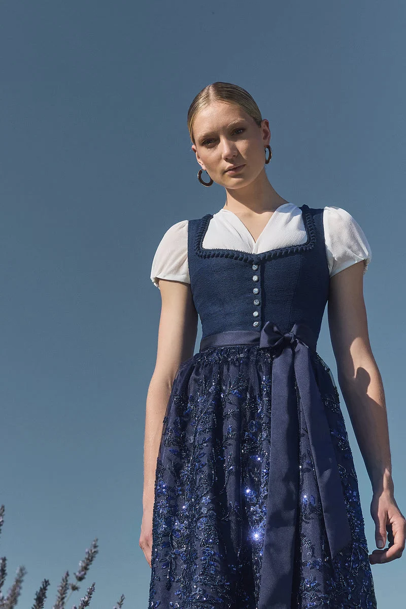 Kruger Long Dirndl 2pcs. 70cm "Fayana" blue