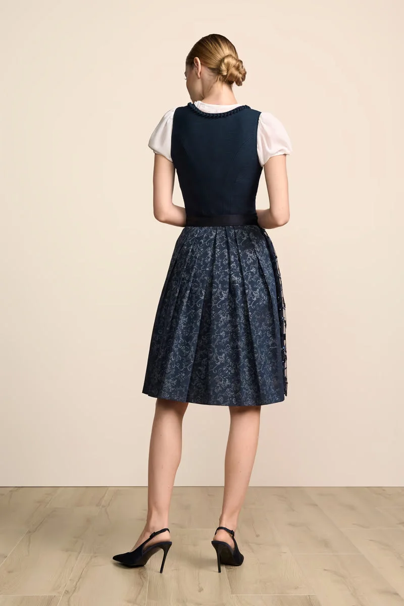 Kruger Midi Dirndl 2pcs. 60cm "Fayana" blue