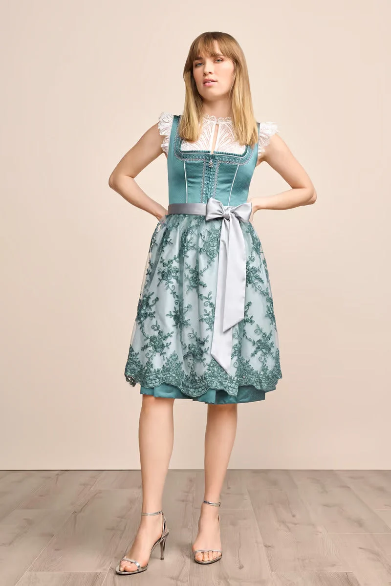 Kruger Midi Dirndl 2pcs. 60cm "Inana" turquoise (size 46)