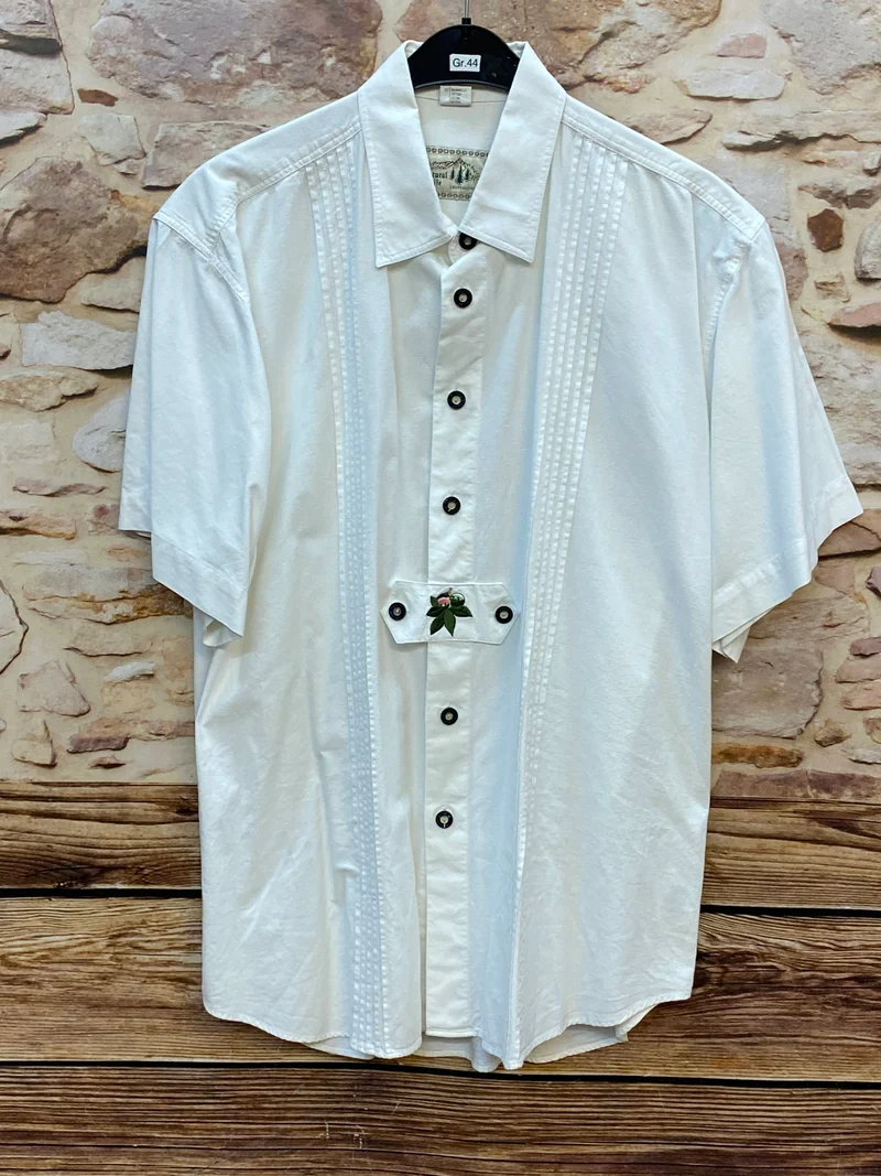 Vintage Trachtenhemd Herren – Weiß – Gr. 44