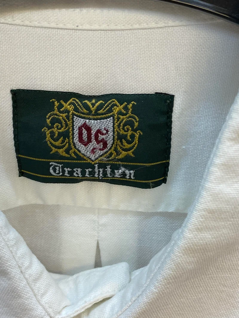 Vintage Trachtenhemd Herren – Weiß – Gr. 42