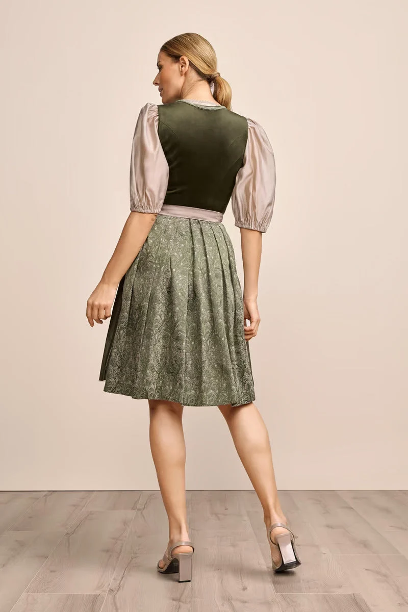 Kruger Midi Dirndl 2pcs. 60cm "Farine" green (44)