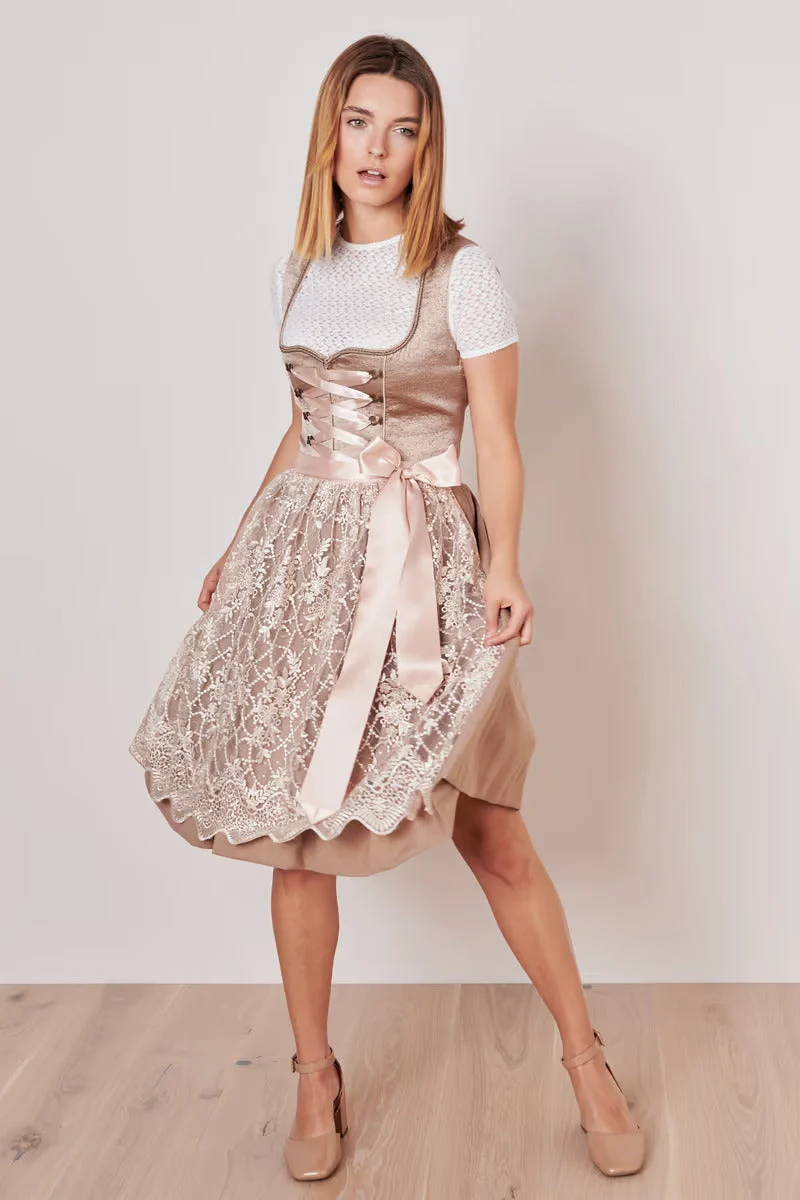 Kruger Midi Dirndl 2pcs. 60cm "Koko" beige
