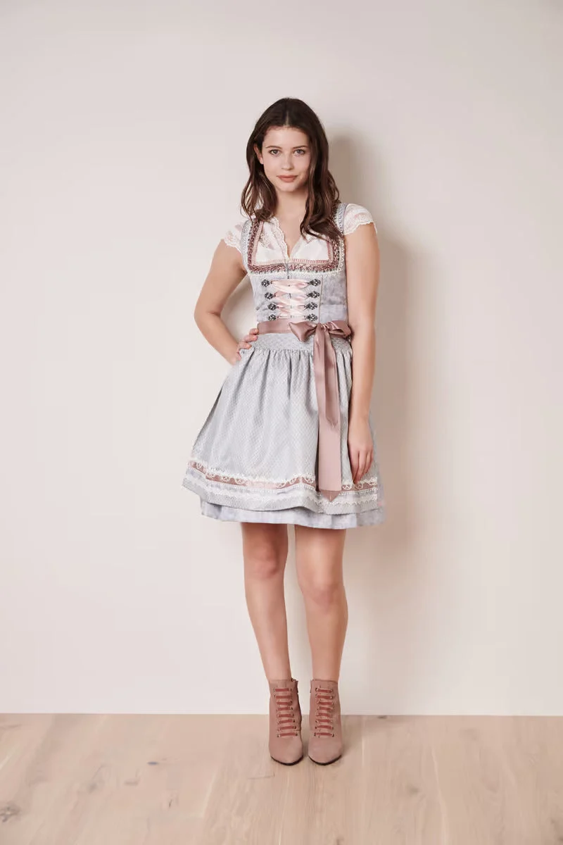 Kruger Mini Dirndl 2pcs. 50cm "Anella" gray (38,40)