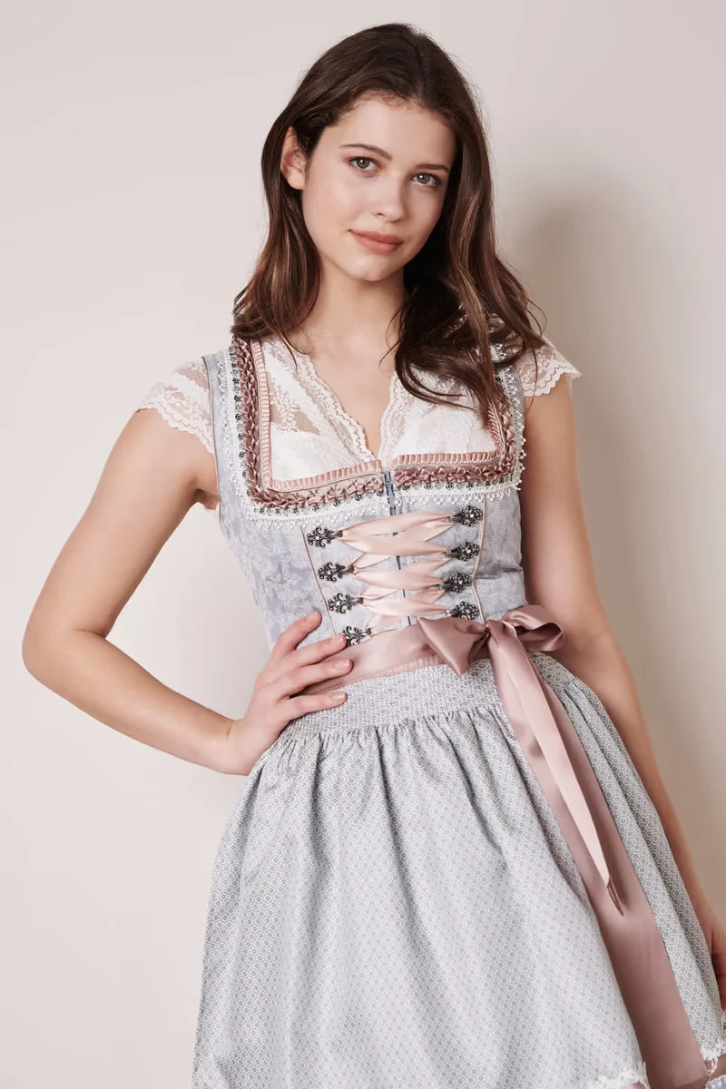 Kruger Mini Dirndl 2pcs. 50cm "Anella" gray (38,40)