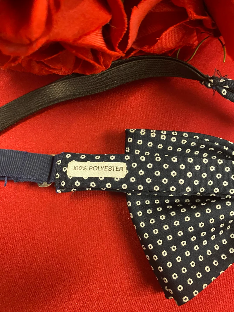 Vintage Fliege Dunkelblau mit Weißem Muster Retro Querbinder