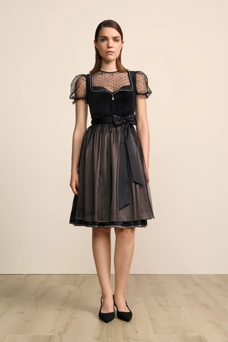 Kruger Midi Dirndl 2pcs. 60cm "Cannolo" black (38)