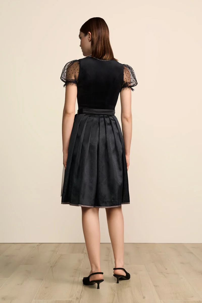 Kruger Midi Dirndl 2pcs. 60cm "Cannolo" black (38)