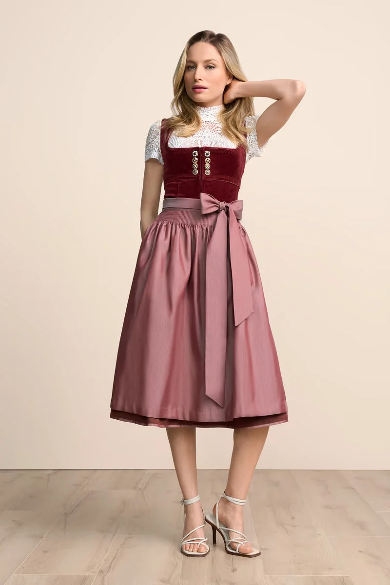 Kruger Long Dirndl 2pcs. 70cm "Milda" red