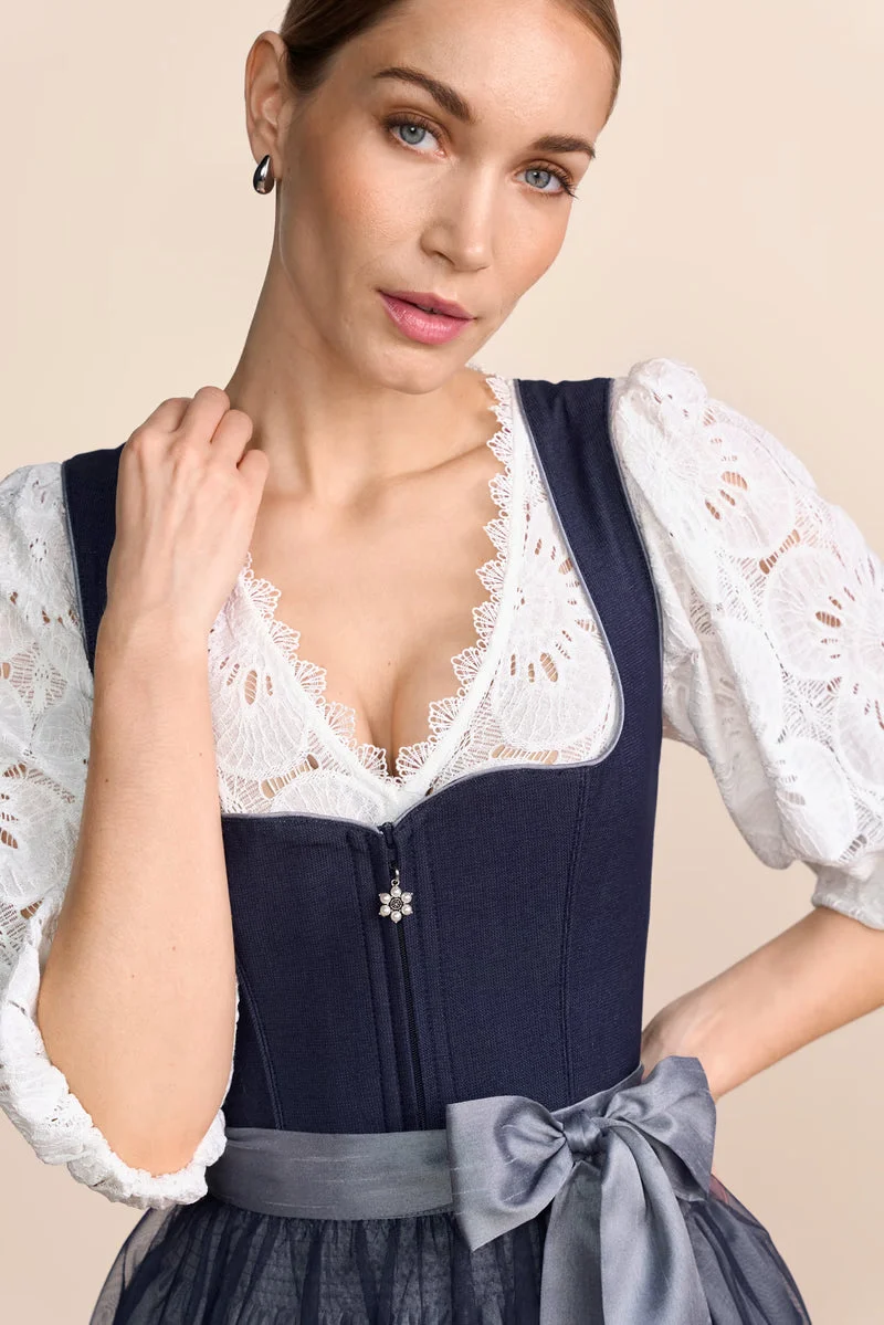 Kruger Midi Dirndl 2pcs. 60cm "Tessi" blue