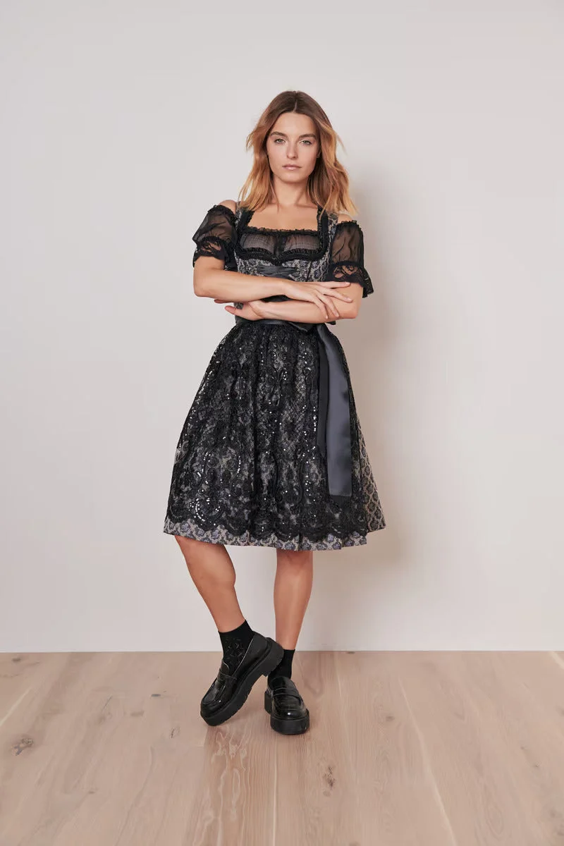 Kruger Midi Dirndl 2pcs. 60cm "Lonie" black (34)